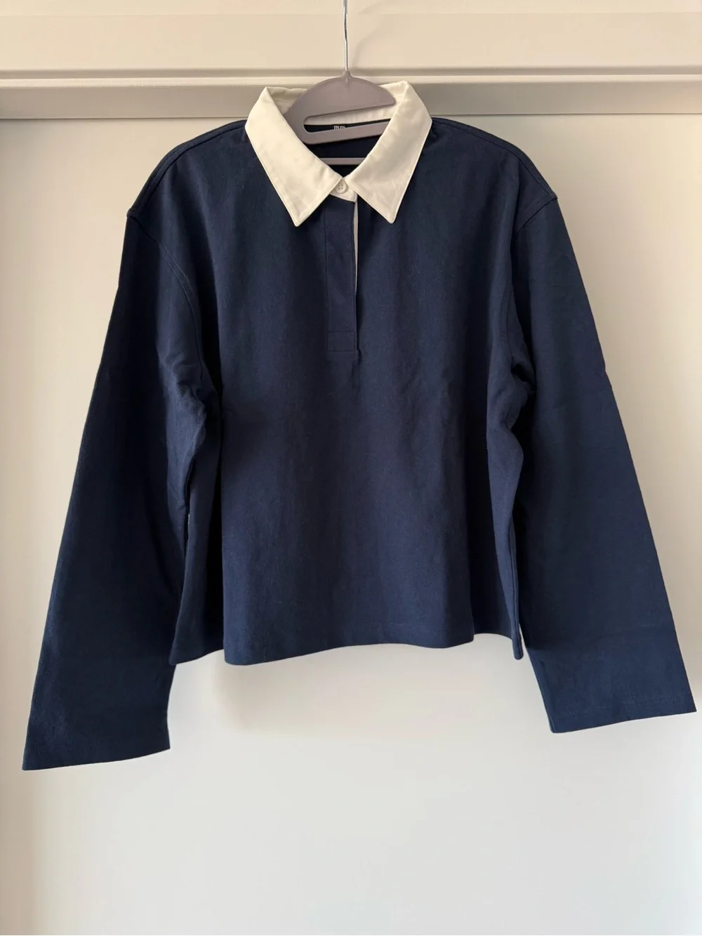 Uniqlo Washed Cotton Polo Shirt (Navy) - Picture 2 of 6